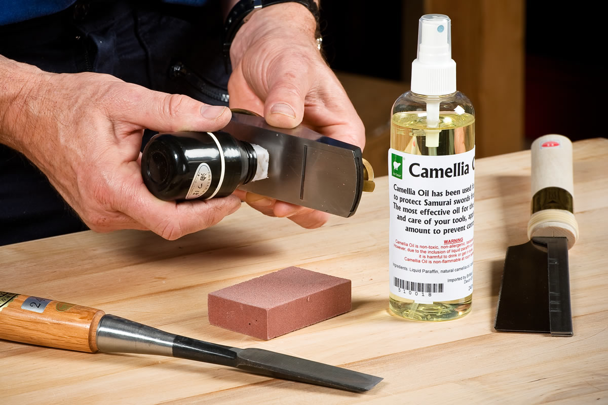 Remove rust with a Garryflex block and pamper with Camellia Oil