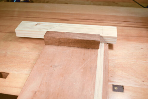 Tenon material on bench hook