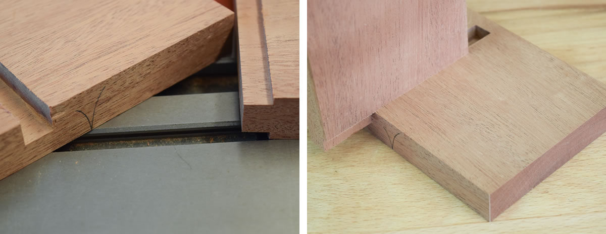 Left: Tongue and Housing. Right: Adjust cutter until tongue smoothly fits housing