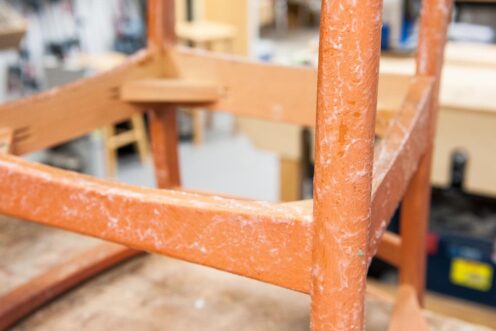 Chair covered in varnish stripper
