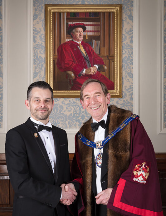 Darran McLeod and Master of the Furniture Makers' Company Dr Tony Smart MBE