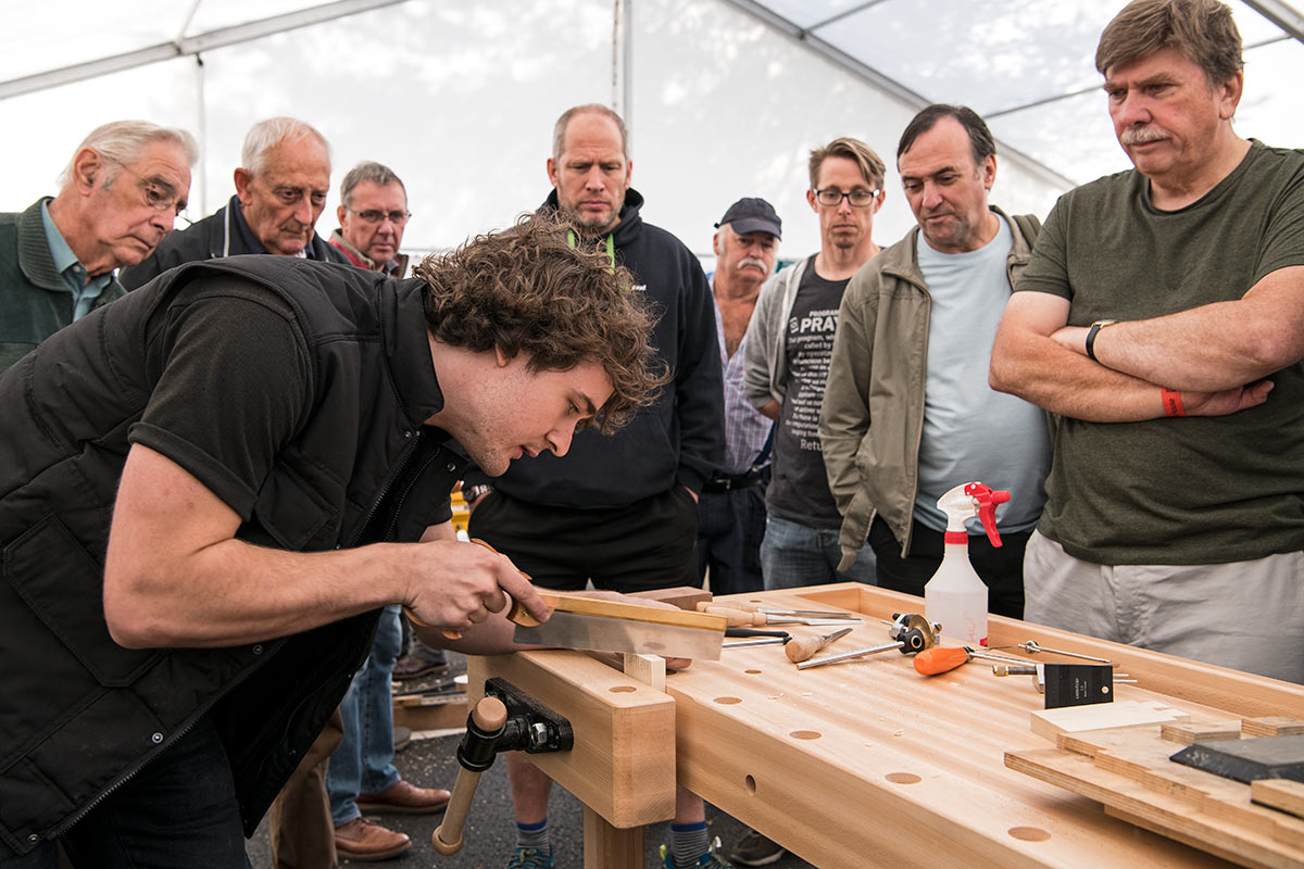 Matt Estlea demonstrating how to create dovetail joints by hand