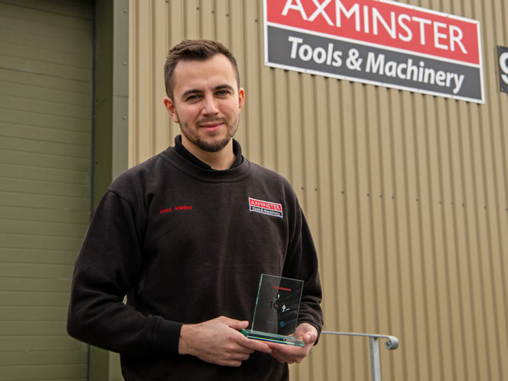 Jake Knight, Head Engineer at Axminster, with his award