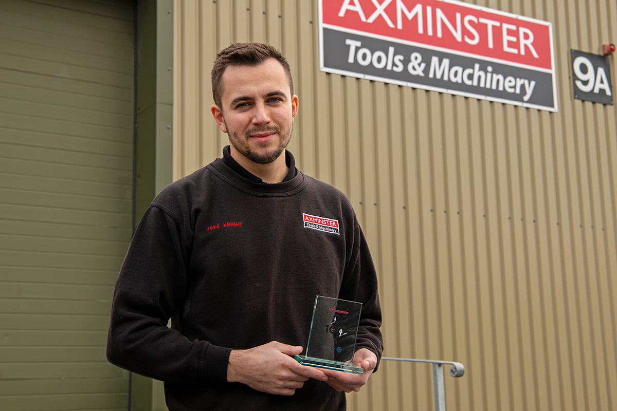Jake Knight, Head Engineer at Axminster, with his award