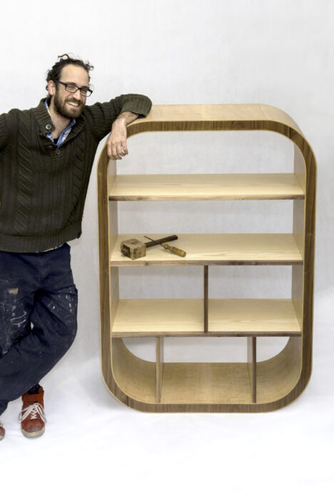 Nic with his completed bookcase