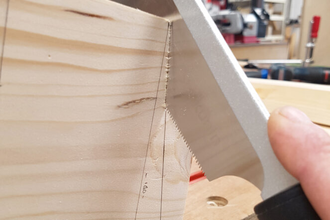Cutting along the angled sides