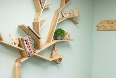Unique shelving in the Craft workshop