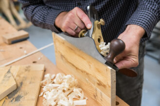 Use a hand plane to plane in the angle