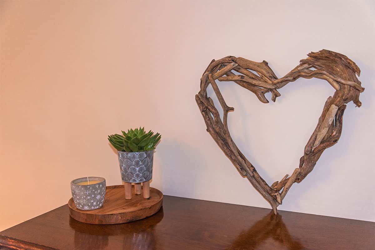 Beat the Boredom - completed driftwood heart decoration