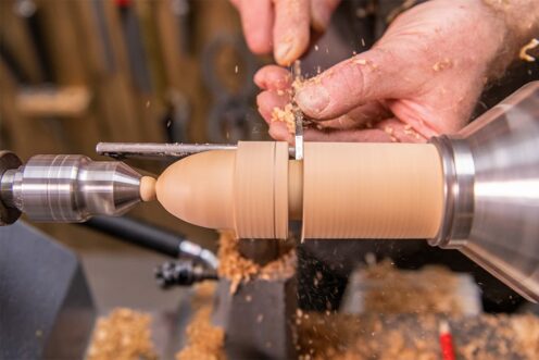 How to Turn a Wooden Baby Rattle - Turn the handle and base section