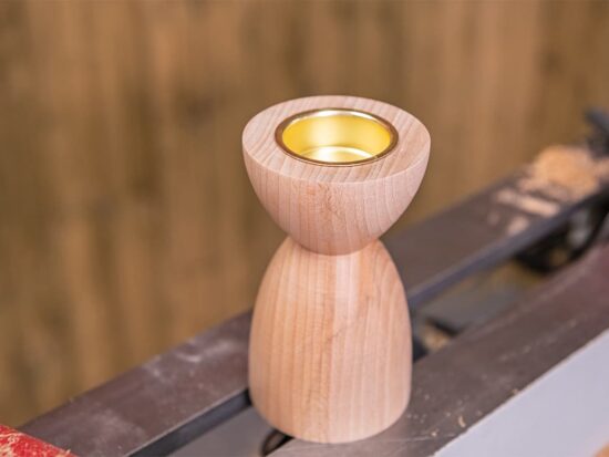Wood turned Tea Light Candle Holder - Clean the bottom